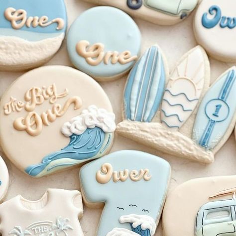 megan chadwick on Instagram: "The big o n e 🌊
.
.
#sweetcrumbbakery #decoratedcookies #decoratedsugarcookies #cookiesofinstagram #thebigone #firstbirthday #birthdaycookies" Big Birthday Cookie, The Big One Surf Cookies, The Big One Cookies Decorated, The Big One Cookies, The Big One Fishing Birthday Cookies, Fish Birthday Cookies Decorated, Big O, The Big One, Cookies Decorated