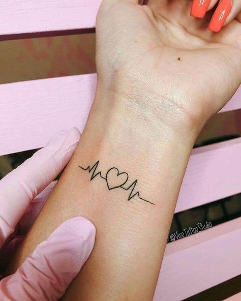 Tiny Tattoos For Women, Wrist Tattoo Ideas, Simple Tattoos For Women, Tiny Wrist Tattoos, Heartbeat Tattoo, Mekap Mata, Cool Wrist Tattoos, Hand Tattoos For Girls, Cute Hand Tattoos