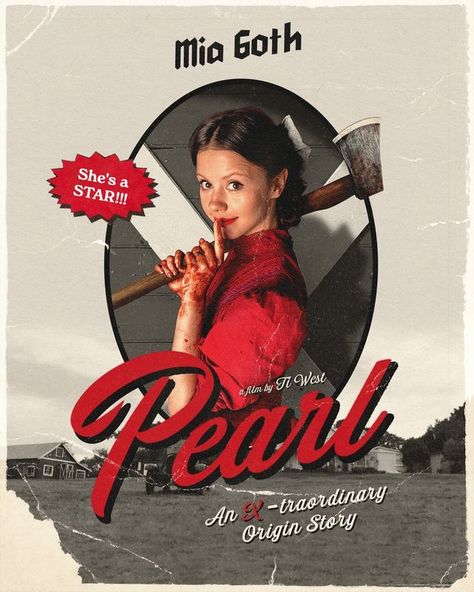 Pearl Movie Poster, Pearl Mia Goth, Pearl Poster, Pearl Movie, Pearl 2022, X 2022, Mia Goth, Septième Art, Film Poster Design