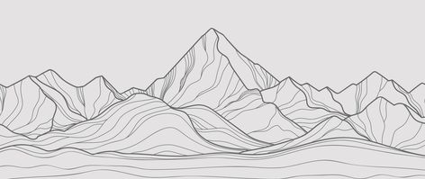 Line Art Mountains, Mountain Line Art, Minimal Landscape, Background Minimal, Fineliner Art, Minimal Wall Decor, Wallpaper Illustration, Mountain Drawing, Mountain Illustration