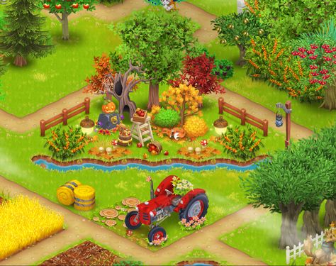 Fall Hay Day Farm, Hay Day Farm Decoration Ideas, Hay Day Farm Design Ideas Fall, Fall Hayday Farm, Hayday Farm Design Fall, Hayday Farm Design Halloween, Cute Hay Day Farm Design, Cute Hayday Farm Layout, Hay Day Fall Design