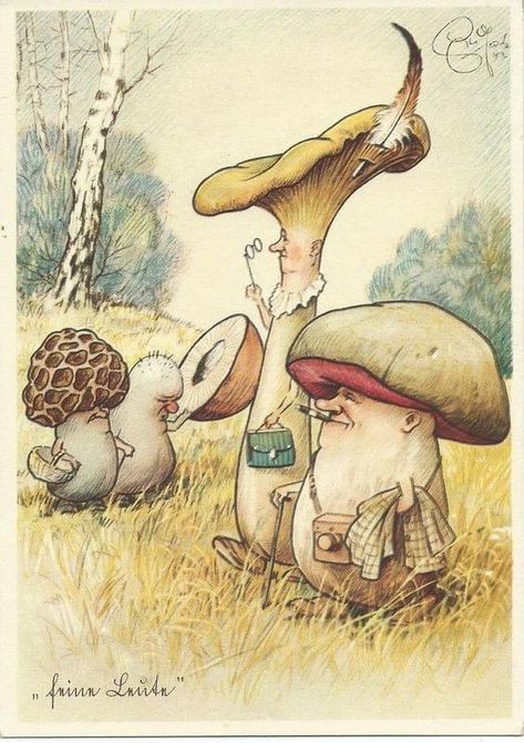 Flashbak.com on Twitter: "Mushroom People by German painter Heinz Geilfus (1890-1956)… " Mushroom Art, Arte Fantasy, Art And Illustration, Fairy Art, Childrens Illustrations, Whimsical Art, 귀여운 동물, Book Illustration, Fantasy Creatures