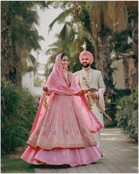 Sikh Wedding Suits Punjabi Bride, Punjabi Marriage Dress, Punjabi Wedding Lehnga, Anand Karaj Suit Bride, Sikh Wedding Dress Punjabi Bride, Sikh Bride Lengha, Bridal Suits Punjabi Sikh Bride, Lengha Designs, Sikh Wedding Dress