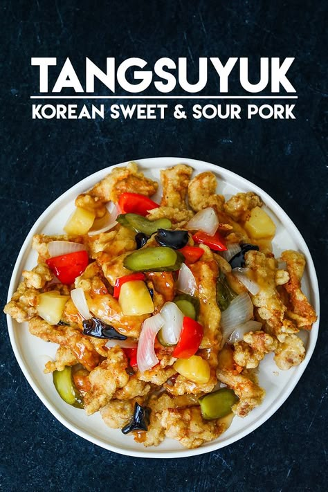 Tangsuyuk Recipe, Tangsuyuk Korean Style, Korean Pork Cutlet Recipes, Korean Sweet And Sour Pork, Jjamppong Korean Food, Sweet And Sour Pork Chinese Style, Sundubu Jjigae, Sweet N Sour Pork Recipe, Seonkyoung Longest