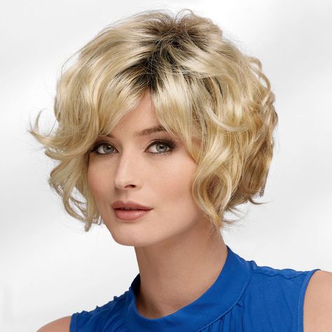 Tousled layers of open curls add airy volume and rich texture to this short curly bob wig. Sweeping side-parted bangs, face-framing sides, and a contoured back give the look a fresh fashion edge. PRODUCT FEATURES: Permatease: Boosts hair volume and body and conceals wefting. Open ear tabs: Ensure comfort and a natural look when wearing glasses with your wig. PRODUCT INFORMATION: HAIR FIBER: Kanekalon® synthetic HAIR TYPE: Curly LENGTH: 3.75" Front | 8.25" Top | 6.5" Crown | 7" Sides | 5.75" Upper Back | 2.5" Nape WEIGHT: 2.9 oz. CAP SIZE: Average Open Curls, Curly Short Wig, Short Curly Bob Wig, Tousled Layers, Gold Wigs, Gabor Wigs, Curly Bob Wig, Raquel Welch Wigs, Parted Bangs