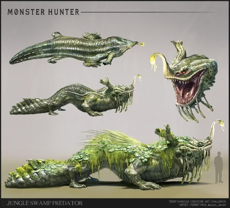 Trent Kaniuga, Swamp Creature, Mythical Monsters, Monster Hunter Art, Beast Creature, Hunter Art, Elf Art, Creature Artwork, Fantasy Animals