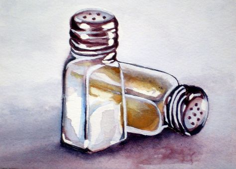 salt 'n pepper Watercolor Cookbook, Art Realism, Salt N Pepper, Object Art, Maker Project, Realism Art, Watercolor Inspiration, Water Colour, Watercolor Artwork