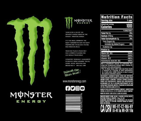 Monster Energy Drink Logo, Monster Room, Monster Crafts, Monster Energy Drink, Drink Labels, Drinks Design, Energy Drink, Monster Can, Label Templates