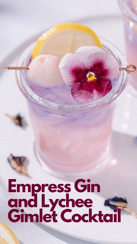 The gimlet is another classic drink, and the Empress Gin and Lychee Gimlet adds some extra sweetness to the bitter option. Gin and lime are the primary ingredients and a tart base. But adding sweet lychee juice and some simple syrup can liven the drink up. You can also enjoy it with extra herbal notes by adding floral garnishes. #EmpressGinandLycheeGimletCocktail Lychee Gin Cocktail, Empress Gin Cocktail, Tart Base, Lychee Cocktail, Empress Gin, Gin Gimlet, Blackberry Gin, Gimlet Cocktail, Gin Fizz Cocktail