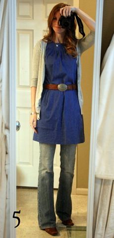 Dress With Jeans Outfit, Jeans Under Dress, Dresses With Pants, Dress With Jeans, Dress Over Jeans, Dress Over Pants, Mode Casual, Under Dress, Modest Clothing