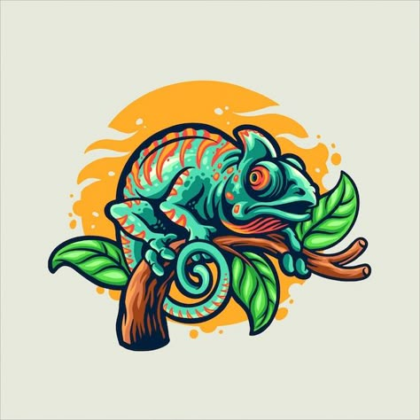 Estilo de dibujos animados camaleón Vect... | Premium Vector #Freepik #vector #reptiles #lagartija #ilustracion-animal #ilustraciones Tier Tattoo, Zestaw Ikon, Arte Doodle, Posca Art, Graffiti Cartoons, Cool Art Drawings, Graffiti Art, Cartoon Styles, Cool Drawings