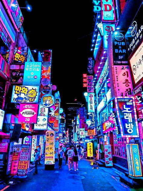 Asian City, Cyberpunk Aesthetic, Cyberpunk City, Japon Illustration, Neon Aesthetic, Japan Aesthetic, Aesthetic Japan, Korea Travel, City Wallpaper