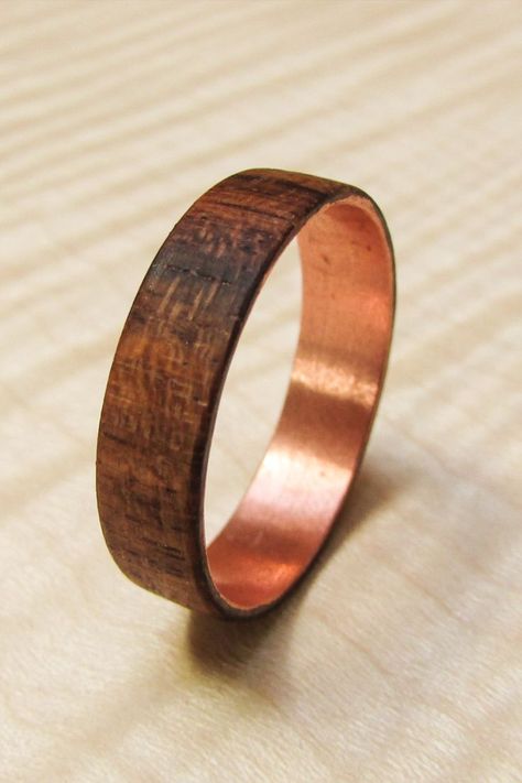 Copper Wedding Ring, Copper Wedding Rings, Copper Wedding Band, Copper And Wood, Wooden Wedding Bands, Alternative Wedding Bands, Wedding Ring Unique, Wood Wedding Band, Copper Wedding