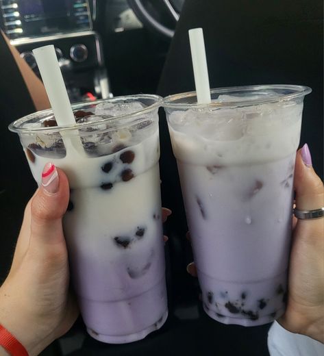 Purple BTS Borahae Themed Boba Milk Tea Purple Boba Tea, Vibe Board, Boba Milk Tea, Boba Milk, Boba Drink, Bubble Milk Tea, Boba Tea, Purple And White, Bubble Tea