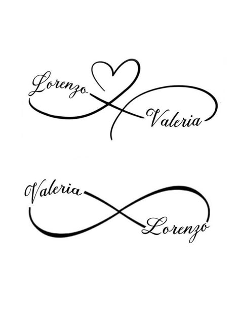 Family Name Tattoo Ideas, Infinity Tattoo Designs With Name, Infinite Love Tattoo, Infinity Name Tattoo, Infinity Sign Tattoo, Family Name Tattoos, Cute Sister Tattoos, Dandelion Tattoo Design, Baby Name Tattoos