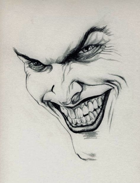 Scary Face Drawing, The Joker Drawing, Joker Drawing Easy, Joker Drawing, Scary Face, Drawing Easy, The Joker, Easy Drawing, Face Drawing