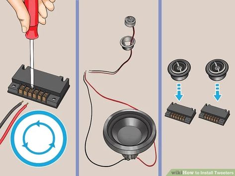 Simple Ways to Install Tweeters: 11 Steps (with Pictures) Tweeter Speaker, Types Of Sound, Component Speakers, Car Stereo Systems, Stereo Systems, Speaker Wire, Stereo System, Car Speakers, Loudspeaker