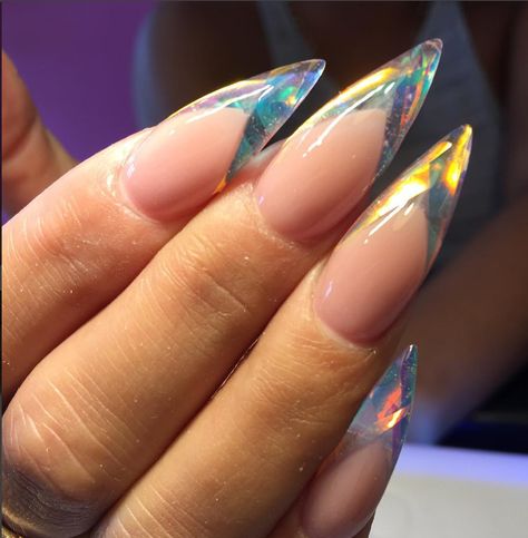 Unique French Manicure, Acrylic French Manicure, Acrylic French, Encapsulated Nails, Vintage Nails, Stiletto Nails Designs, Nail Styles, French Tips, Nail Designs Glitter