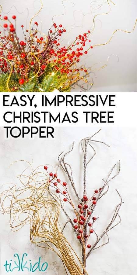 It's day 10 of the 12 Days of Christmas blog hop, and we're sharing our best Christmas tree ideas and inspiration today.  I'm showing off my easy DIY christmas tree topper that really makes a statement. I can't even call it a craft.  It's more of a technique, but it has an amazing WOW factor.Welcome to Day 10 of the Fourth Annual 12 Days of Christmas Series! Diy Tree Topper, Christmas Tree Picks, Friends Ideas, Toppers Diy, Diy Christmas Tree Topper, Christmas Tree Tops, Christmas Topper, How To Make Christmas Tree, Christmas Picks