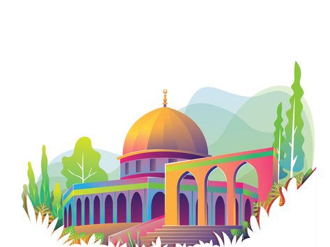 Mosque by Nurhadi Islamic Poster, Poster Ramadhan, Wallpaper Ramadhan, Mosque Vector, Pink Mosque, Ramadan Poster, Mosque Design, Islamic Cartoon, Wallpapers Iphone