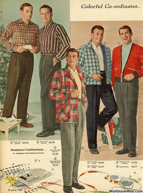 1958 Sears Christmas Book 50s Style Men, Vintage Christmas Outfit, 1960s Fashion Mens, 60s Mens Fashion, 1950s Mens Fashion, Christmas Outfit Men, Mens Fashion Vintage, Fashion 50s, 1950s Mens