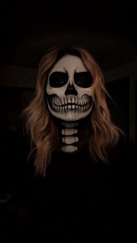 How To Do Easy Skull Makeup For Halloween | Go For Kady Skull Face Makeup Halloween, Skeleton Makeup Photoshoot, Black And White Skull Makeup, Step By Step Skeleton Makeup, Hallowe’en Makeup, Pretty Skull Makeup Halloween, Purple Skeleton Makeup, Creepy Skeleton Makeup, Goth Skeleton Makeup