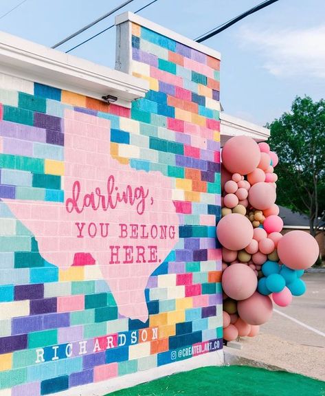 It’s almost that time of year... Spring, outdoor weather and weddings! My “Darling You Belong Here” mural at @thedarlingco_ makes for the… | Instagram Spring Mural, Decor Photography, Spring Outdoor, Job Fair, Collaboration Space, Interactive Art, Spring Photos, My Darling, Mural Art