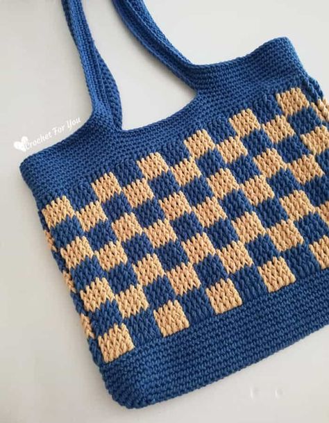 Checkered Crochet bag pattern Modern Haken, Beau Crochet, Tote Crochet, Free Crochet Bag, Confection Au Crochet, Mode Crochet, Crochet Bag Pattern Free, Crochet Market Bag, Crochet Simple