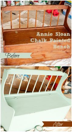 DIY Annie Sloan Chalk Painted Bench! Capturing-Joy.com Chalk Paint Bench Ideas, Painted Benches Indoor, Painted Toy Chest, Painted Furniture Cabinets, Painted Ideas, Nursery Makeover, Chalk Paint Makeover, Painted Benches, Diy Kids Furniture