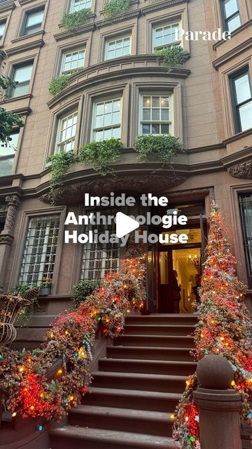 PARADE Magazine on Instagram: "The @anthropologie x @shopterrain Holiday House just got us in the festive spirit way earlier than anticipated (but we aren't mad about it 🎄). We're hereby saving our pennies to one day purchase this $14 million Upper West Side brownstone. ⁠For those not quite ready to go all in on Christmas yet, head to our link in bio for some of our Anthro fall faves. ⁠
.⁠
.⁠
.⁠
#anthropologie #christmas #nyc #brownstone #christmasdecor" Anthropologie Christmas Mantle, Brownstone Christmas Decor, Anthropologie Christmas Tree Ideas, Mall Santa Photo Ideas, Anthropology Christmas Tree, Architectural Digest Christmas, Christmas Apartment Aesthetic, Anthropologie Christmas Display, Anthro Inspired Christmas