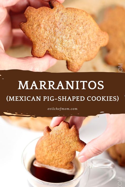 Marranitos (Mexican Pig-Shaped Cookies) - Evil Chef Mom Mexican Pig Cookies, Marranitos Recipe, Mexican Bunuelos Recipe, Bunuelos Recipe, Mexican Cookies, Churro Cheesecake, Pig Cookies, Shaped Cookies, Food Substitutions