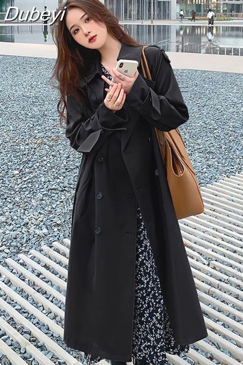 Shipping: Worldwide Express Shipping AvailableDelivery time: 7-15Days Fast ShippingReturns: Fast refund, 100% Money Back Guarantee. Black Trench Coat, Womens Windbreaker, Stylish Coat, Long Trench, Long Trench Coat, Fashion Korean, Urban Chic, Short Coat, Casual Coat