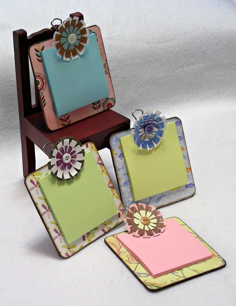 Mini Clipboards, Clipboard Crafts, Post It Holder, Post It Note Holders, Notes Craft, Crafty Gifts, Craft Show Ideas, Small Cards, Memo Pad