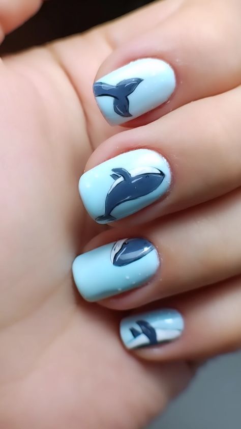 Whale Nail Designs, Whale Nail Art, Whale Nails, Fish Nail Art, Harry Potter Nail Art, Harry Potter Nails, Whale Design, Nail Art Ideas, Art Galleries