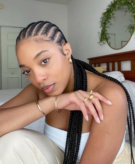 #stitch Cornrows Natural, Cornrows Braids For Black Women, Cornrows Natural Hair, Braids Hairstyles For Black Women, Cute Box Braids, Feed In Braids, African Hair Braiding Styles, Girl Braided Hairstyles, Box Braids Hairstyles For Black Women