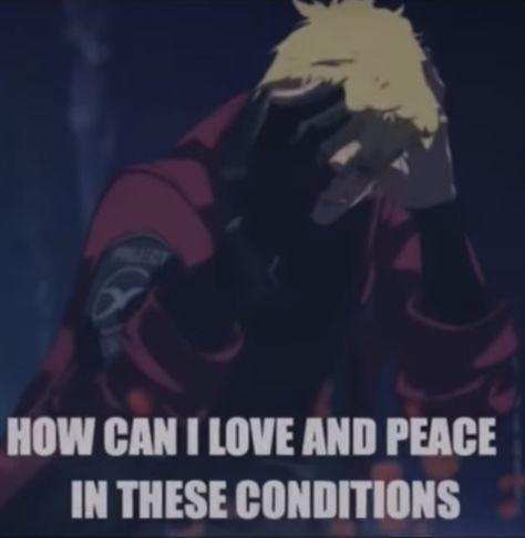 Love And Peace Vash, Trigun Vash Meme, Trigun Vash Pfp, Vash Trigun Stampede 1998, Zazie The Beast Trigun Stampede, Trigun Reaction Image, Trigun Background, Trigun Vash Fanart, Trigun Matching Pfp