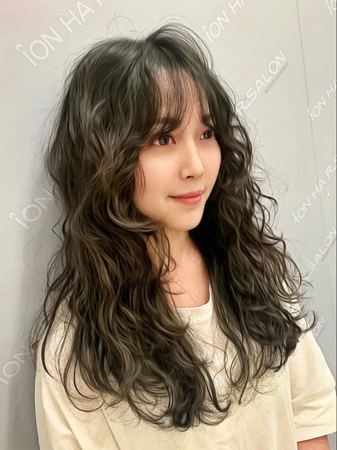 Wave Perm Long Hair, Cold Wave Perm, Perm Long Hair, Long Hair Asian, Haircut Idea, Hair Asian, Wave Perm, Waves Curls, Mullet Hairstyle