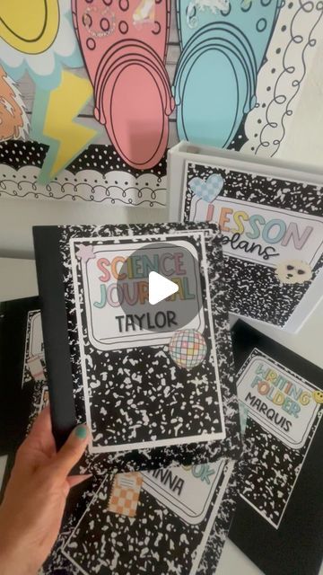 Jenna | Classroom Decor on Instagram: "How can students complain about taking out their journals or folders when the covers look this cute?! 🥰🪩 

📓 Comment LABELS for the link!

#teacherlife #teachertip #cutelabels #journal #journalcovers #classroomorganization #compositionnotebook #backtoschool2024" Writing Folders, Composition Notebook, Teacher Hacks, Journal Covers, Mariah Carey, Classroom Organization, Teacher Life, Take Out, Classroom Decor