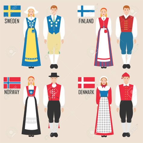 Sweden Clothes, Finland Clothing, Sweden People, Denmark Culture, Denmark Clothing, Finland Culture, Finnish Clothing, Norwegian Clothing, Swedish Clothing