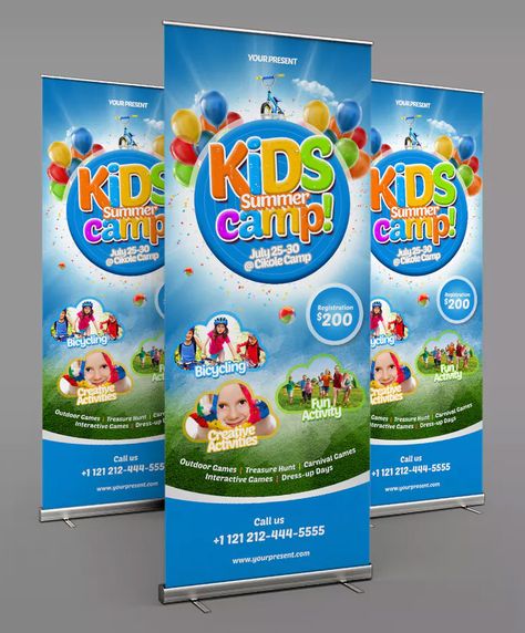 Messi Posters, Banner Design Templates, Rollup Banner Design, Lionel Messi Posters, Award Poster, Kids Summer Camp, Montessori Nursery, Photoshop Png, Rollup Banner