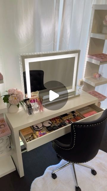 VANITY COLLECTIONS on Instagram: "What we used ⬇️
1 x Ikea Malm dressing table
2 x Ikea lack shelf

Then we added from us 😃
1 x VC HALO MIRORR - Wide 
1 x VC BLACK VANITY CHAIR 
1 x VC MALM STORAGE PACK - GRID LAYOUT
1 x VC BRUSH HOLDER

✈️ EXPRESS shipping to the USA
📦 $10 Flat rate Australia wide shipping
(Excludes mirrors and tables)
🇦🇺 Perth Pick Up welcome
🌍 world wide shipping.
💰 Afterpay and Zippay available

#makeupstorage #beautyroom #vanity #vanitystorage #acrylicmakeupstorage #beautyroomstorage #vanitytable #beautyroominspo #vanities #vanitytable #makeupmirror #makeuporganizer #cosmetics #cosmeticstorage #beauty #lipgloss #lipstickstorage #palettes #alexdrawers #makeupstorageau #makeuporganiser #beautystorage #beautyroom #lipstickholder #lipstickstorage #lipglossholder #ho Ikea Lack Shelf, Vanity Collections, Ikea Malm Dressing Table, Malm Dressing Table, Acrylic Makeup Storage, Lack Shelf, Ikea Lack Shelves, Ikea Lack, Ikea Malm