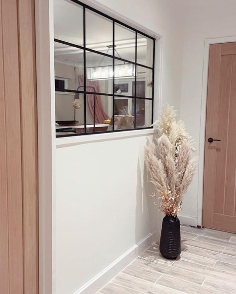 🔨 Kate & Craig 🔨 on Instagram: “✨HALLWAY UPDATE ✨ We have finally got round to tackling that AWFUL interior window in the hallway 🙌🏼 What do you think???🤩 PS Please…” Small Hallway Window Ideas, Internal Windows For Light Hallway, Internal Window Between Rooms, Front Vestibule, Hallway Window, Hallway Update, Hallway Renovation, Internal Window, Window Sill Decor