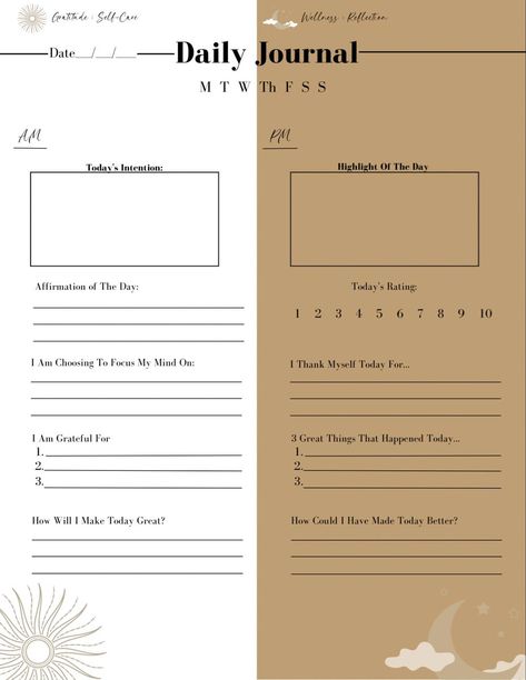 Five Minute Journal  Digital Morning Journal Five Minute Gratitude Journal, Daily Journal Layout Writing, Daily Journal Set Up, Evening Journal Template, Morning Journal Template, 5 Minute Journal Writing Prompts, Daily Reflection Journal Template, 5 Minute Journal Template, Ipad Journal Template