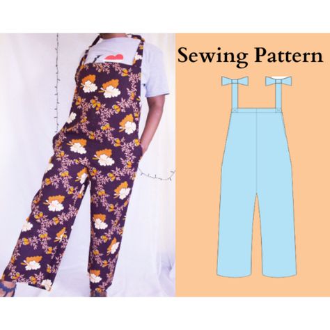 Womens Dugarees PDF Sewing Pattern // Instant Download // With Pockets https://etsy.me/3x9LoD3 #tie #yes #womensdungarees #dungareespattern #loungedungarees #sewingpattern #casualdungarees #baggydungarees #overalls Dungaree Pattern Women, Dungarees Sewing Pattern, Dungarees Pattern, Dungaree Pattern, Baggy Dungarees, Pattern For Sewing, Women Sewing, Beginners Sewing, Plus Size Sewing Patterns