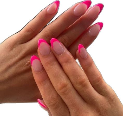 Dark Pink Nail Polish, Hot Pink French Tip Nails, Hot Pink French Tip, Nails Hot Pink, Hot Pink Nail Polish, Pink French Tip Nails, Pink Tip Nails, Dark Pink Nails, Pink French Tip