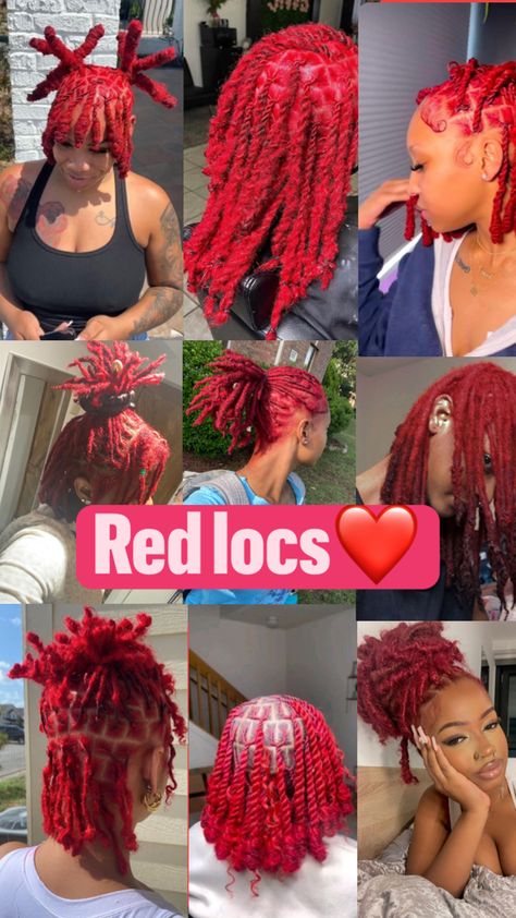 Orange And Blonde Locs, Red Locs Hairstyles, Fall Loc Colors, Color Locs Black Women, Red Locs Black Women, Red Soft Locs, Colored Locs Black Women, Baddie Self Care, Braided Twist Hairstyles