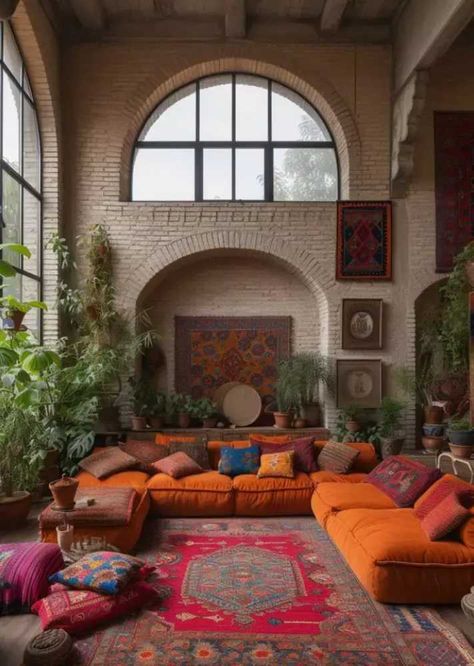 Maximalist Living Room, Barn Living, Sunken Living Room, Outdoor Living Decor, Cozy Living Spaces, Maximalism, Boho Living Room, Living Room Ideas, Dream House Decor