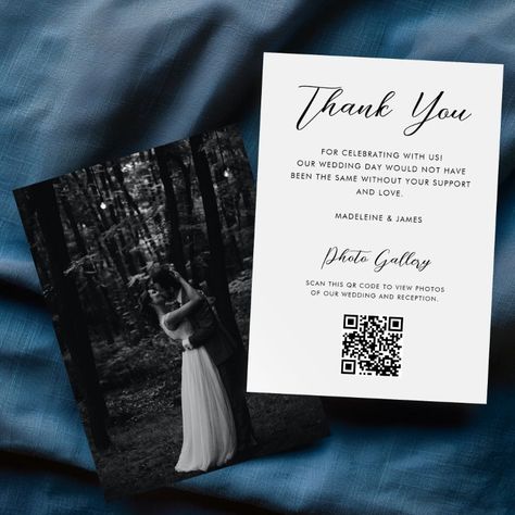 Photo Cards Ideas, Thank You Card Wedding, Wedding Thank You Messages, Qr Code Photo, Text Elements, Unplugged Ceremony, Wedding Photo Gallery, Wedding Photo Albums, Thank You Messages