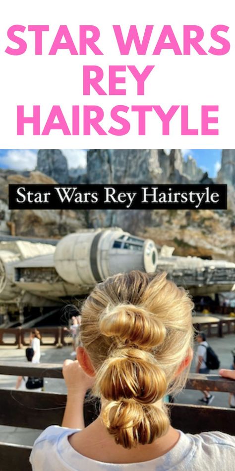 Star Wars REY Hair Tutorial: Here is a simple Star Wars hairstyle for you to do. This is an easy Rey Hairstyle for you to do. Star Wars Hairstyles to do at home. Ray Hair Star Wars Tutorial, Ray Star Wars Hair, Ray Hair Star Wars, Rae Hair Star Wars, Rey’s Hair Star Wars, Hair Ideas For Disney World, Easy Disney World Hairstyles, Rey Buns Tutorial, Updos For Disney World