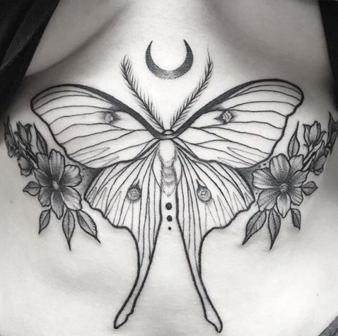 Moth Sternum Tattoo, Tattoo Ideas For Female, Luna Moth Tattoo, Moth Tattoo Design, Insect Tattoo, Underboob Tattoo, Chest Tattoos, Chest Tattoos For Women, Moth Tattoo